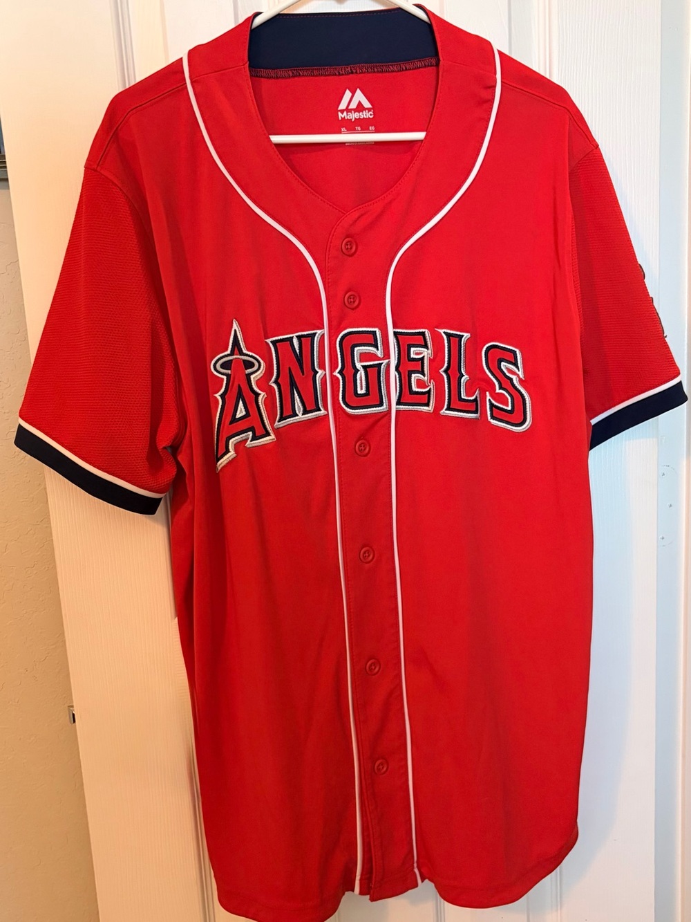 Majestic Angels Red Baseball Jersey
